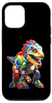 Coque pour iPhone 12/12 Pro Jeu de briques T-Rex pour les amateurs de dinosaures