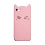 Silikonskal Katt iPhone 7 rosa