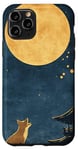 iPhone 11 Pro Dream Fox Under The Full Moon Night Sky Vintage Japanese Art Case