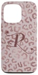 Coque pour iPhone 13 Pro Letter P Initial Leopard Rose Pink Cheetah Monogram