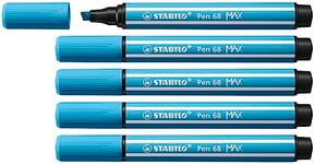 Feutre dessin STABILO Pen 68 MAX ARTY - Lot x 5 Feutres Coloriage Pointe Large - bleu