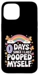 Coque pour iPhone 15 0 Days Since I Last Pooped Myself Puns Déclaration Vintage