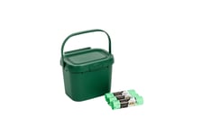 Addis Everyday Kitchen Food Caddy Bin, Dark Green, with 60 x 100% Compost Bags (3 Rolls of 20 Liners), Single