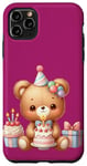 Coque pour iPhone 11 Pro Max Birthday Wishes Ours en peluche marron pour fille ou garçon