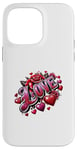 iPhone 14 Pro Max The Word Love surrounded By Hearts And Red Roses Case