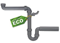 Kirchhoff Eco-Save 98833649 Siphon pour évier de Cuisine en Plastique recyclé avec raccord pour Machine à Laver ou Lave-Vaisselle, Gris