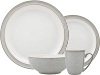 Denby - Elements Light Grey Dinner Set For 1 - 4 Piece Ceramic Tableware - Safe