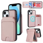 Zouzt for iPhone 13 Mini Wallet Case Compatible with MagSafe, iPhone 13 Mini Card Holder Case 13Mini Case with Card Slot iPhone13 Mini Magnetic Car Kickstand Phone Cover for 5.4" - Rose Gold