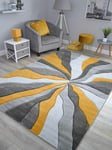 Ochre Gold Grey Mustard Thick Floor Rugs Small Extra Large Sizes Soft Pile Cheap