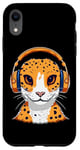 iPhone XR Leopard Gecko with Headphones Music Funny Case