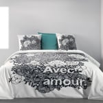 Housse de couette 200x200 cm + 2 taies d'oreiller 100% Coton Bio 47 fils Avec Am