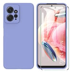 ARRYNN Coque pour Xiaomi Redmi Note 12 4G + Film Protection écran en Verre trempé,Housse Ultra Premium TPU Silicone Liquide Flexible pour Xiaomi Redmi Note 12 4G - Violet2