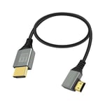 RIIEYOCA 8K Mini HDMI to HDMI Adapter Cable,90 Degree Right Angle Mini HDMI Male to HDMI Male 8K@60Hz 4K@120Hz 48Gbps High Speed HDMI 2.1 Cord,Compatible with Laptop,TV,Camcorder etc.(0.5M)