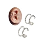 2-pack Silver Fake Piercing Öron Örhänge Ear Cuff utan Hål silver