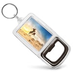 Acrylic Bottle Opener Keyring  - Kazakh Golden Eagle Hunter Man  #13264