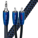 Audioquest AUDIOQUEST Victoria 1M 3.5mm to 2 RCA. Solid perfect-surface copper plus. Polyethylene air-tubes Carbon-based noise dissipation Jacket - blue-black braid