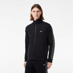 Lacoste Mens Logo Stripe Zipped Jogger Sweatshirt in Black Cotton - Size X-Large