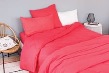 Drap housse en coton Lavé (90x190 cm - Rouge)