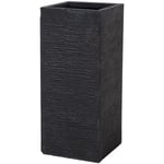 Beliani - Haut Cache-Pot Noir Carré 26 x 26 x 60 cm Pot de Fleurs Robuste en Mélange de Fibres au Design Moderne Idéal pour Extérieur et Intérieur