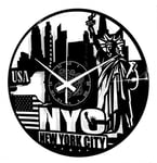 Instant Karma Clocks Vinyl Wall Clock New York United States Flag, Black