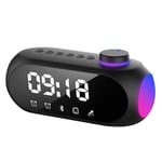 Portable  FM Radio Receiver Hifi Sound RGB Bluetooth Speaker with Clock8935