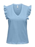 Onlmay Life S/S Frill V-Neck Top Box Jrs Tops T-shirts & Tops Short-sleeved Blue ONLY