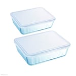 Pyrex Rectangular Storage Glass Dish with Lid Set of 2 Pieces - Clear