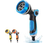 Garden Hose Spray Gun Water Pipe Gun with 10 Patterns High Pressure Nozzle Spray Gun for Plant Watering Car Pet Washing Sidewalk Cleaning Home (Blue)