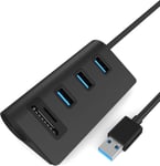 Hub Usb 3.0 À 3 Ports Alimentation Par Usb Avec 2 Fentes De Lecteur De Carte Combo Pour Imac, Macbook, Macbook Air, Macbook Pro, Mac Mini, Pc Et Ordinateurs Portables (Noir)