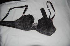 Black Lace Unpadded Balcony Bra Fun And Flirty Marks And Spencer Size 30b