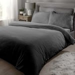 Charcoal Teddy Bear Fleece Duvet Cover Single Bed Warm Thermal Quilt Bedding Set