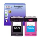 T3AZUR - 1+1 Cartouches d'encre compatibles remplace HP 305 305XL Noire+ Couleur pour HP Deskjet Plus 4130 4130e 4132 4132e