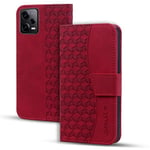 Vaitasy Coque pour Xiaomi Redmi Note 12 5G Étui Haute Qualité Cuir PU Magnétique Protection Housse avec Fente pour Carte pour Xiaomi Poco X5 5G - Rouge