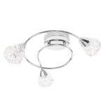 Modern 3 Way Polished Chrome Flush Swirl Arm Ceiling Light with Beautiful Clear Diamond Jewel Shaped Shades - Complete with 3w LED G9 Bulbs [3000K Warm White]