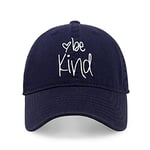 Be Kind Trendy Womens Baseball Cap Unisex Fashion Cotton Polo Style Fun Inspirational Saying Seasonal Outdoor Travel Headwear (Navy)