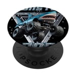 Shark Monster Truck Dad Monster Truck Are My Jam Truck Lover PopSockets Swappable PopGrip