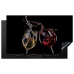 KitchenYeah© Protection Plaque Induction 91x52 cm Protege Deco Cuisine Cache Protège De Cuisson Accessoires Vin rouge - Vin blanc - Verre - Noir