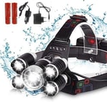 Superstark pannlampa 5x CREE T6 - inkl Laddbara Batterier