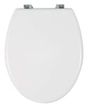 WENKO Abattant WC Bali Blanc, abattant WC avec fixation en acier inox, MDF, 35 x 42 cm, Blanc