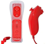 2 en 1 Manette Wiimote Motion Plus intégré et Nunchunk QUMOX compatible pour Nintendo Wii et Wii U -QUMOX® Rouge