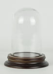 Vintage Look Small Glass Dome With Wooden Base Height 11.5 cm