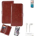 Case For Nokia C21 Plus 4GB brown + Earphones Protective Flip Cover Folding Bag 