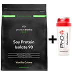 Soy Protein Powder Isolate Vanilla Crème 1KG + PhD Shaker DATE FEB/2023