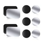 Metal Mount Plate for Magnetic Phone Car Holder 10 Pack - WONLIVE Self Adhesive Metal Plate for Automobile Phone Magnet Sticker, 6 Round and 4 Rectangle, Black & Silver