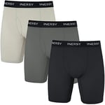 INNERSY Boxer Homme Long Anti Frottement Calecon Sport Running Caleçons Maille Polyamide Lot de 3 (L, Gris/Gris Clair/Noir)