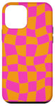 Coque pour iPhone 12 mini Grand damier classique à carreaux orange et rose