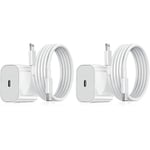 2-pack - iPhone Laddare - Snabbladdare - Adapter + Kabel 20W Vit 2-pack iPhone