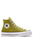 Converse Womens Lift Seasonal Color Canvas Hi Trainers - Green, Green, Size 7, Women