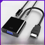 Câble HDMI vers VGA avec alimentation audio, adaptateur 1080p, connecteur d'affichage HD pour ordinateur portable, couleur: avec alimentation a bande audio (noir)