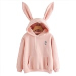 Söt Bunny Hoodie Dam Hoody Rabbit Ear Girl Långärmad Hoodie Sweatshirt Huvkappa Pink 2XL